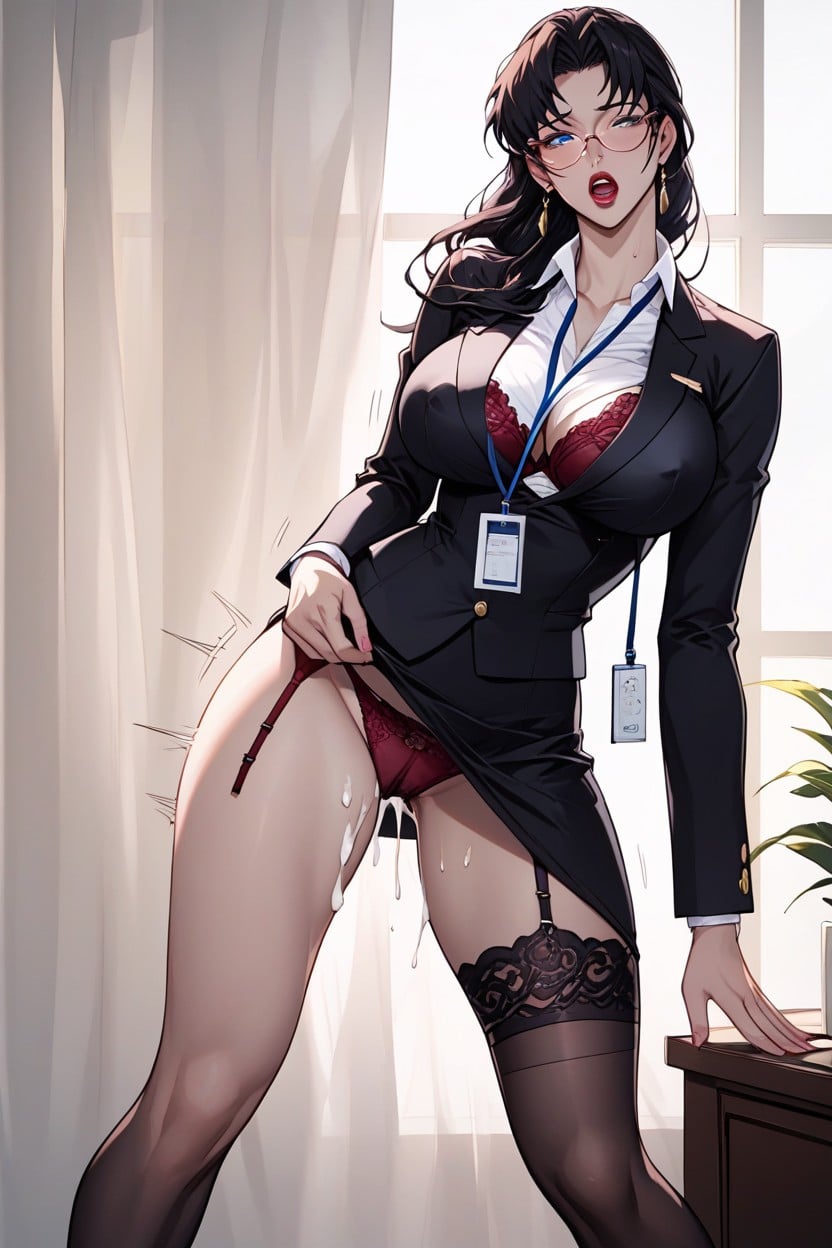 Black Suit, Shocked, Shirt Buttons Flew Off Hentai AI Porn