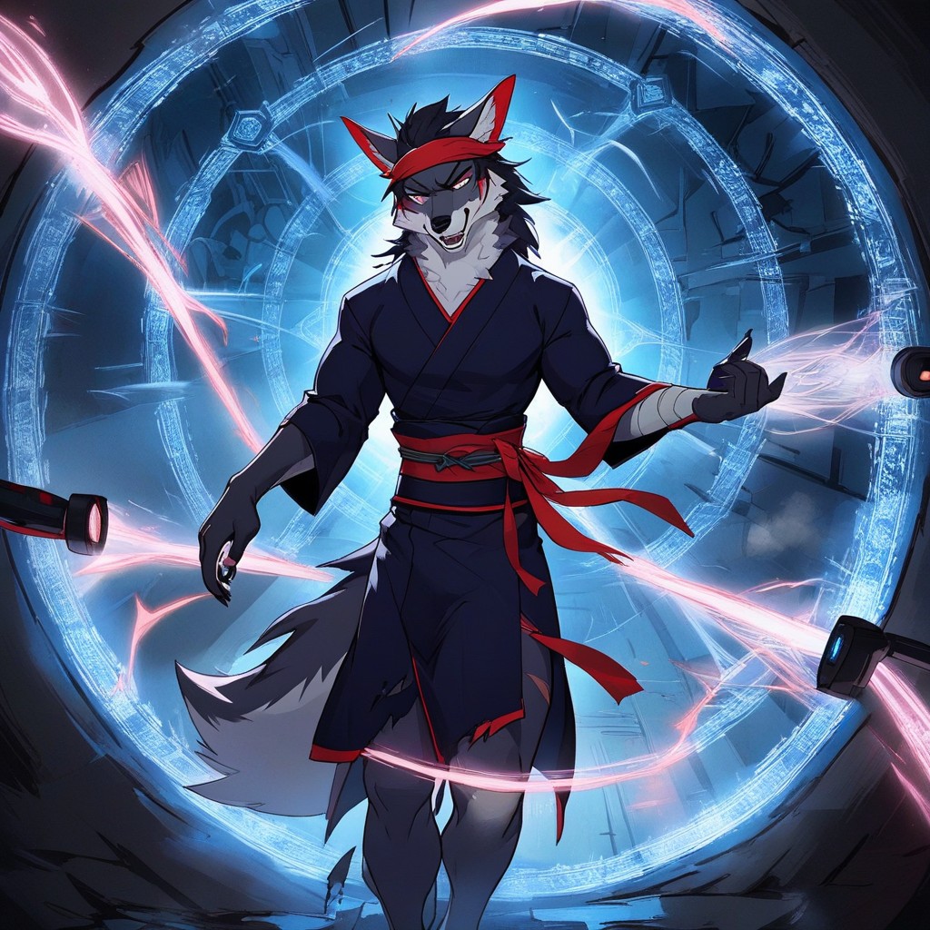 Magic Circle Around His Waist, Fish Torso, Medieval Japan Around Him Furry AI Porn