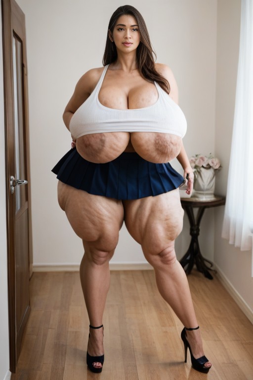 Less Skin Exposure, Veiny Cleavage, Saggy Tits AI Porn
