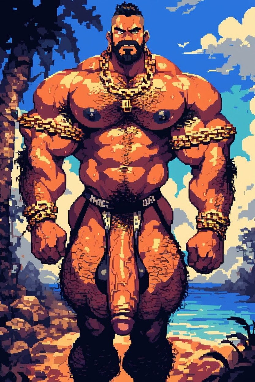 Horny, Black Nipples, Músculos Sobredimensionados Porno gay IA