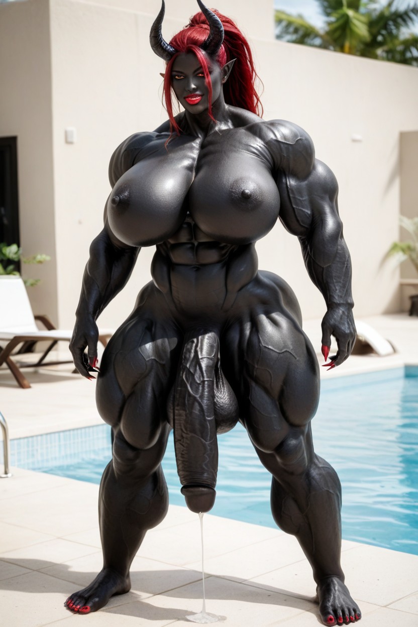 Muscular Veins, Gigantic Shoulders, Hourglass Figure Shemale AI Porn