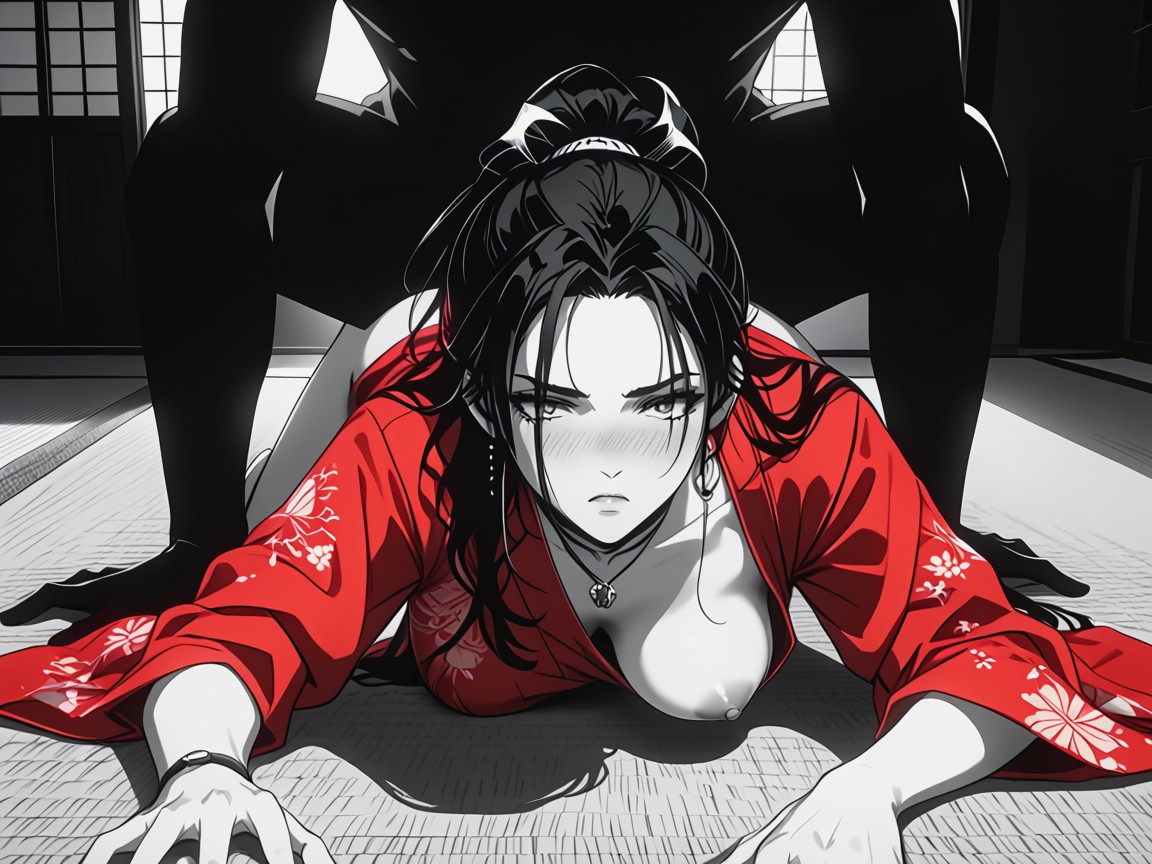 One Breast Exposed, 18+, Legs Spread Hentai AI Porn