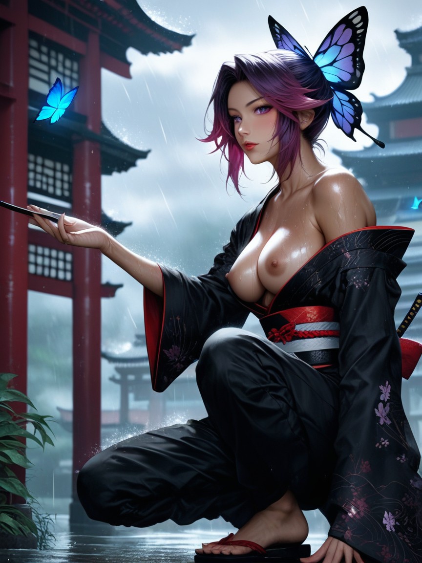 Waist Shot, Sleeveless, Exhaling Smoke Out Mouth Hentai AI Porn