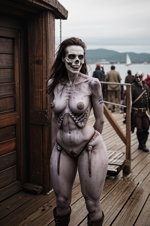 Pirate Captain, Grinning Woman, Rotten Skin AI Porn