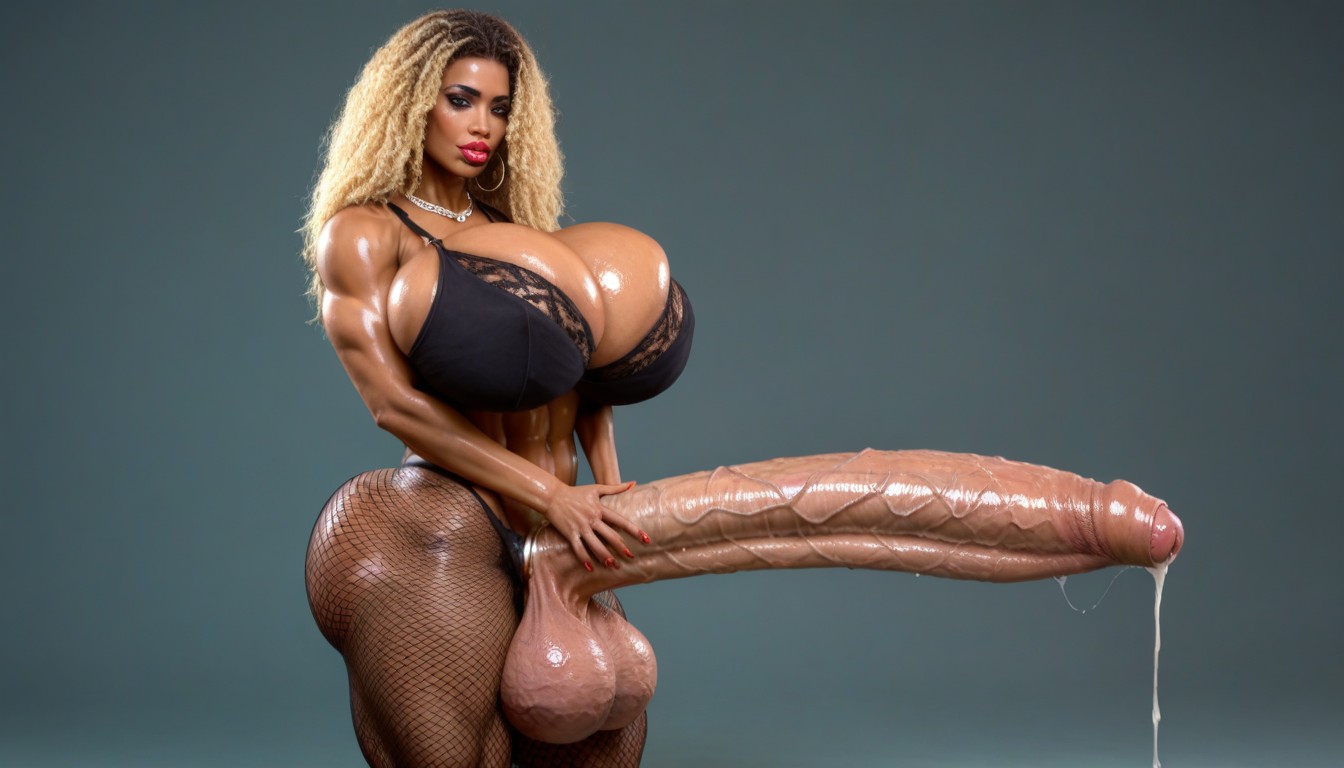Oiled, Hdr, Gigantic Penis Shemale AI Porn