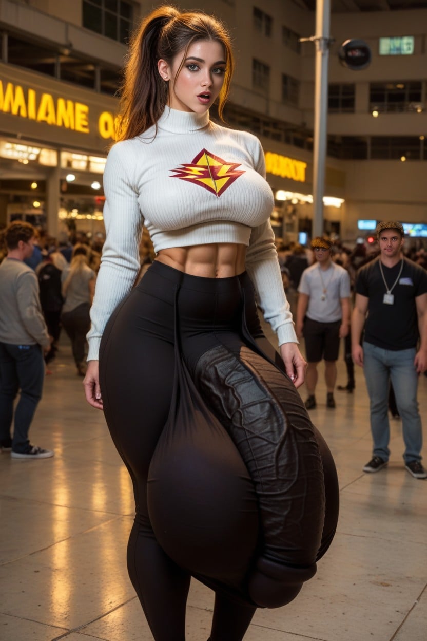 Muscular, Ponytail, Beautiful Face Shemale AI Porn