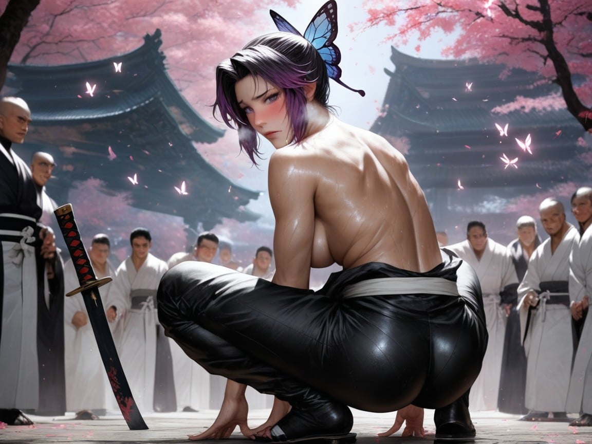 Oily Breasts, Sideways Vagina, Many People Around Hentai AI Porn