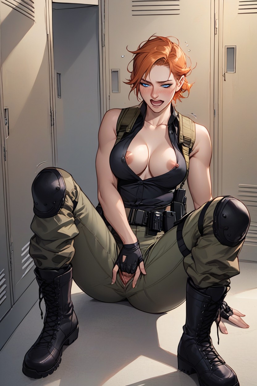 Thick Thighs, Blue Eyes, Woman Wears Pistol Holster Hentai AI Porn