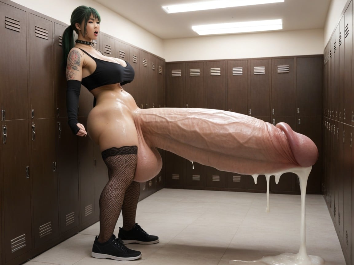 Side View, Pale Skin, Female Has Deep Stomach Bulge AI Porn