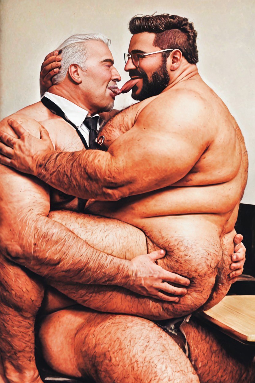 Chubby, Hyper Muscular, Tongue Kiss Porno gay IA