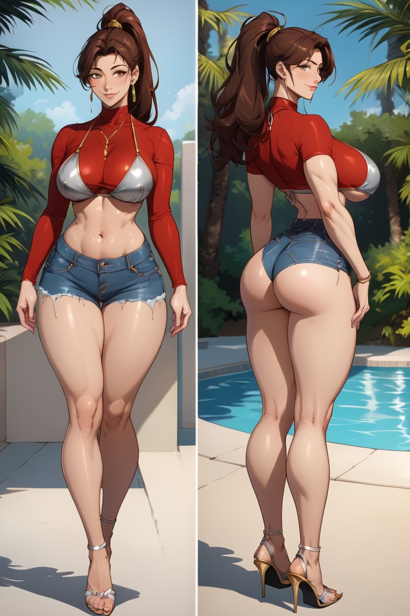 Eye Contact, Wide Gap, Perfectly Anatomic Body AI Porn