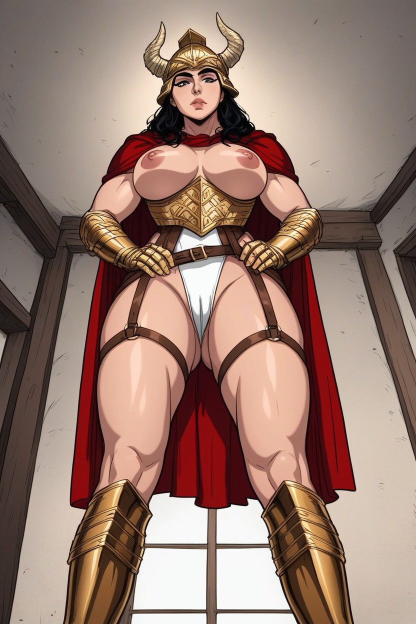 White Leotard, Standing, Black Hair Hentai AI Porn