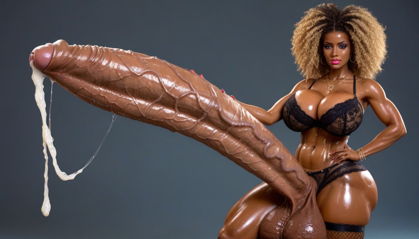 Gigantic Massive Futanari Monster Cock, Simple Background, Impossibly Swollen Cock Veins Shemale AI Porn