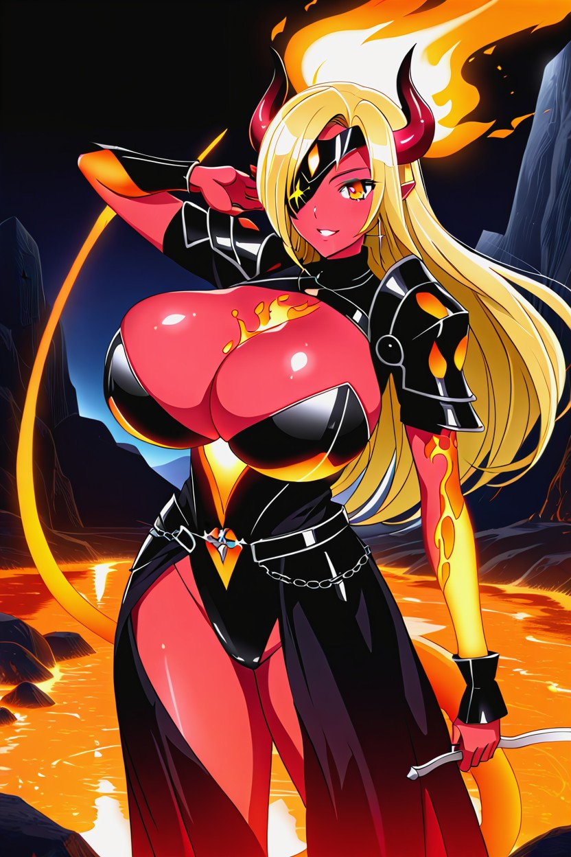 Flame Armor Made Of Fiery Lava On Chest, 반사광, Lava On Legs 라틴 AI 야짤