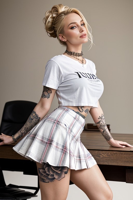 Grabbing On A Desk With Both Hands, Skinny, Hottest AI Porn
