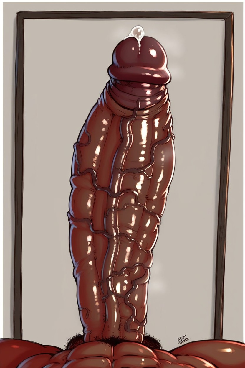 Oiled Skin, Extremely Long Penis, Color AI Gay Porn