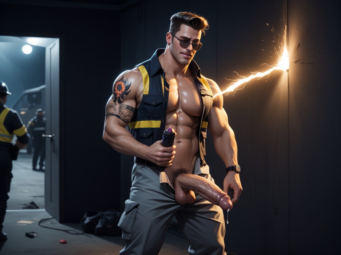 Oiled Up, Motion Lines, Open Vest Porno gay IA