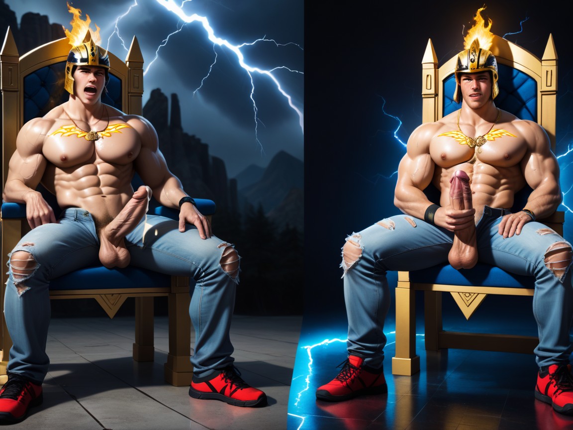 No Shirt, Múltiples Vistas, Legs Spread Porno gay IA
