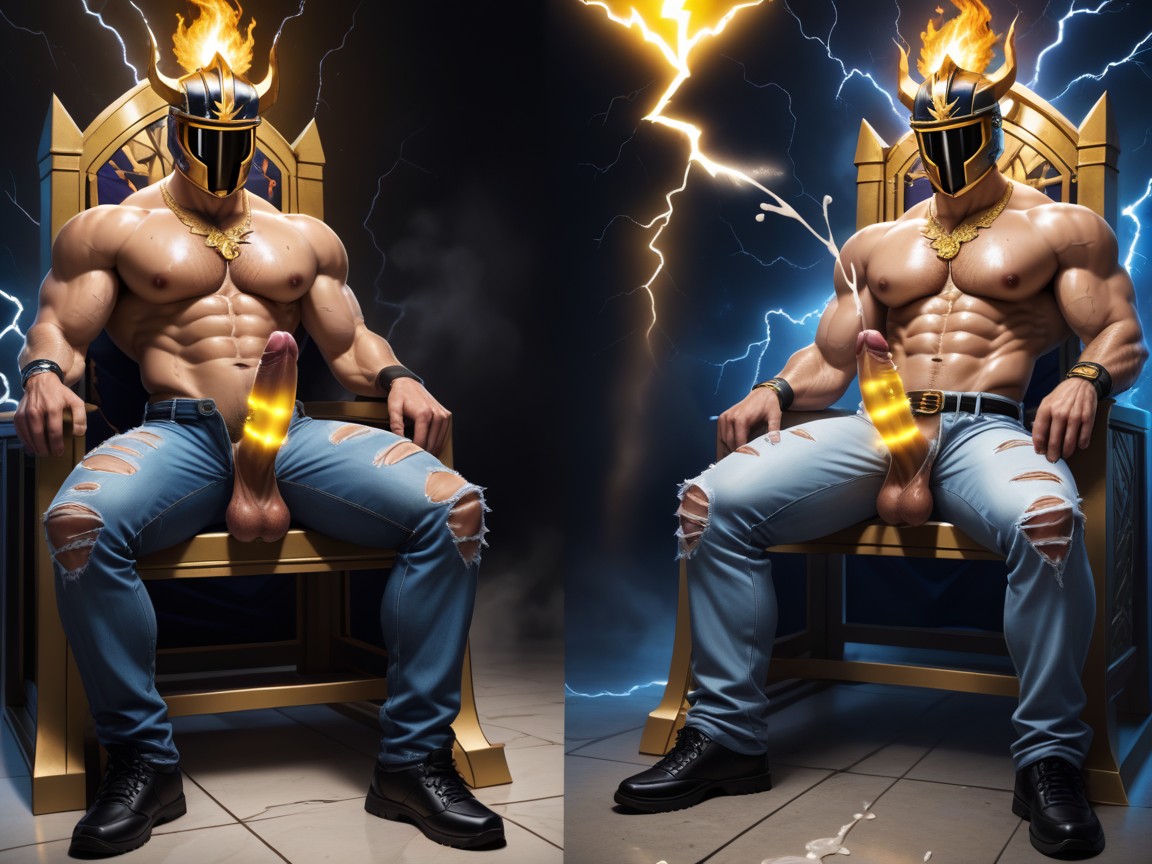 Múltiples Vistas, Sitting On Lightning Throne, Big Low Hanging Black Balls Porno gay IA