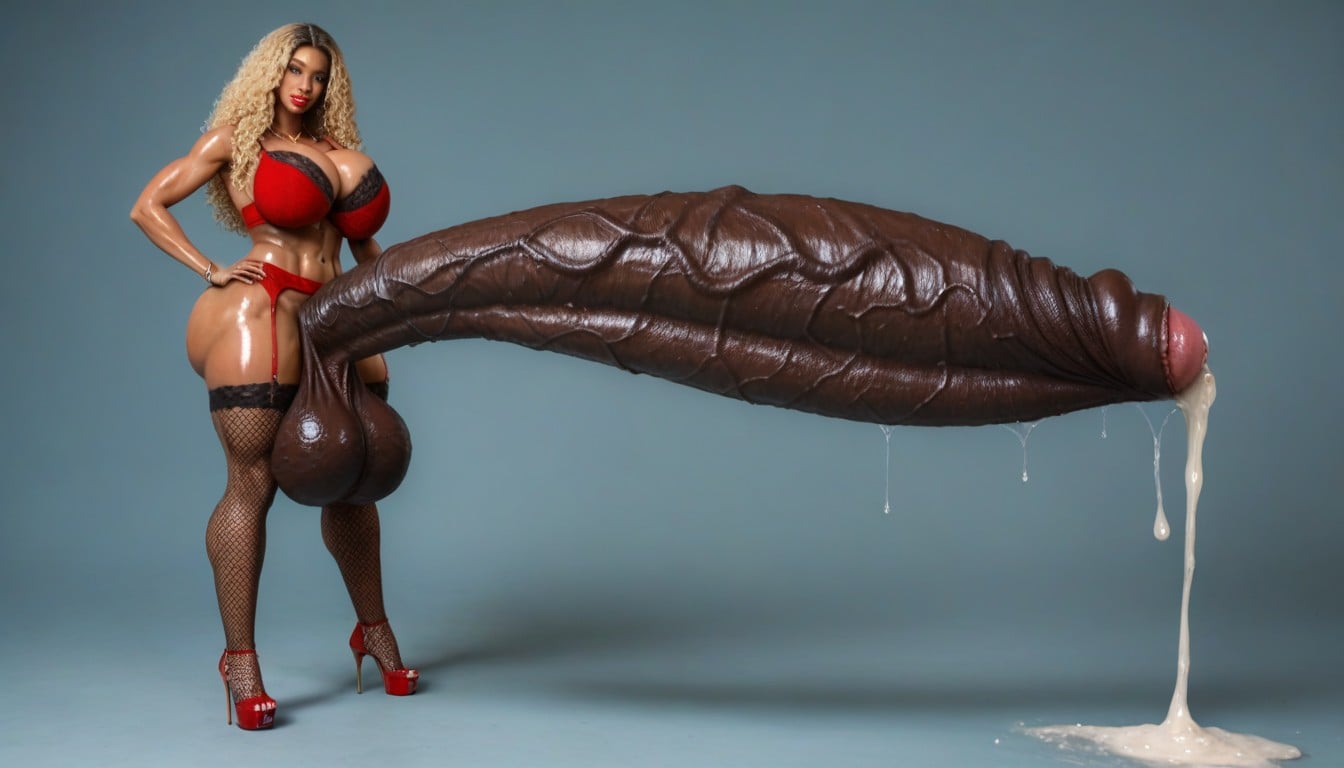Massive Huge Monster Cock, Looking At Viewer, Gigantic Massive Balls Shemale AI Porn