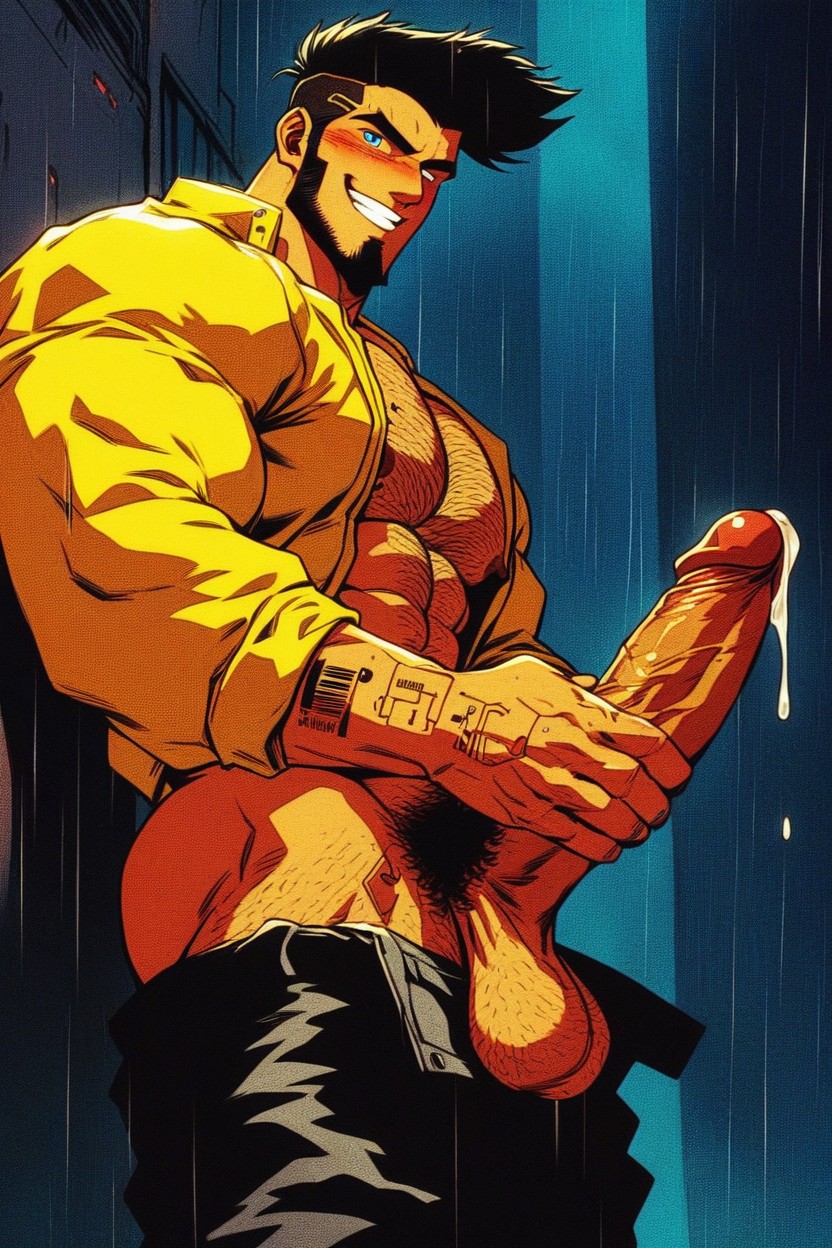 Black Haired, Raining, Dripping Pre Cum Porno IA Gay