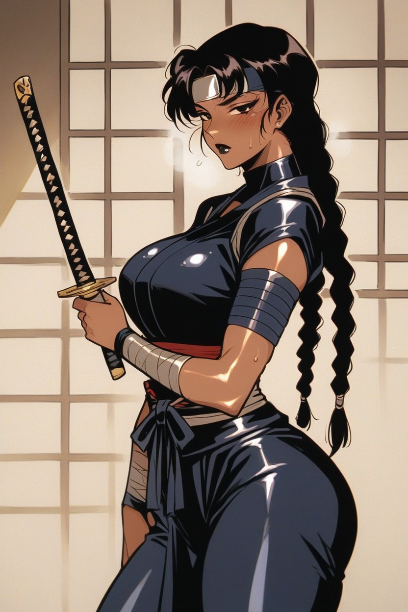 Black Eyes, Soft Thighs, Massive Breast Hentai AI Porn