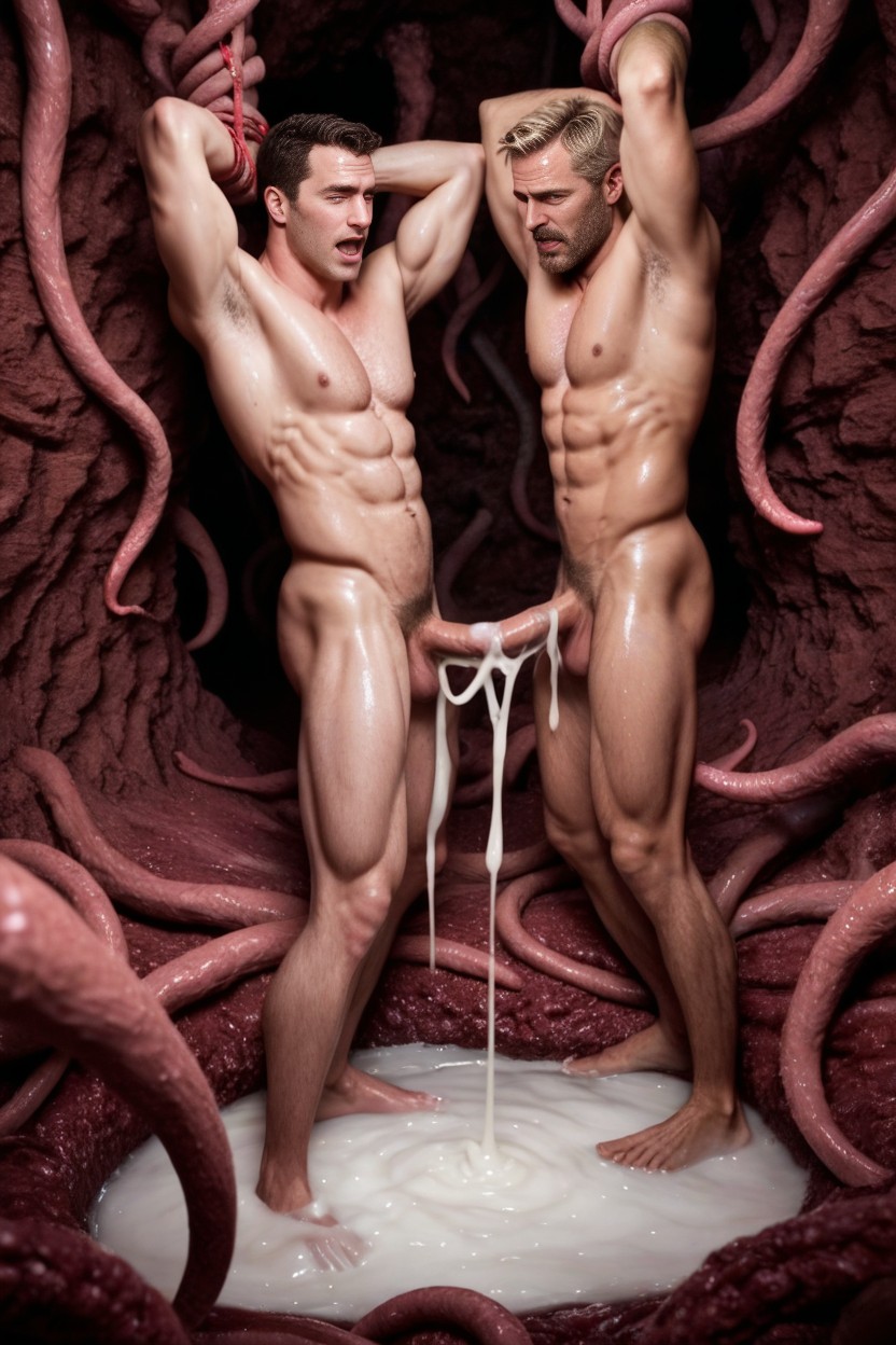 Hyper Cum On Abs, Clean Shaven, Orgásmica Porno gay IA
