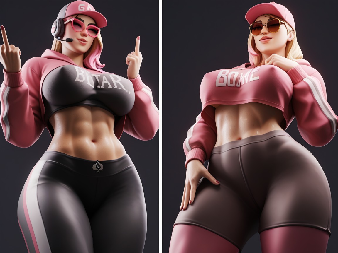 De Abajo Hacia Arriba, Spandex Clothes, Middle Finger To Camera Hentai IA