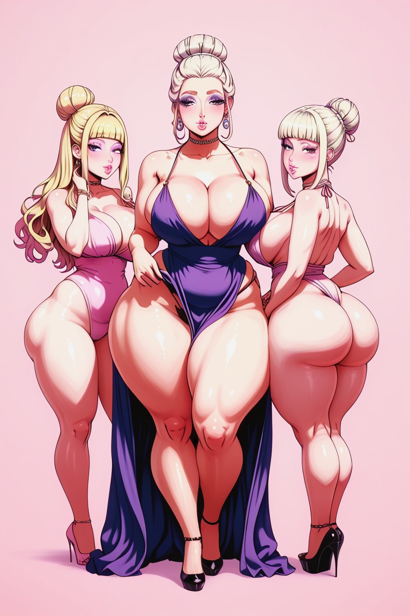 Gangbang, Phat Thighs, Hyper Thick Thighs BBW AI Porn