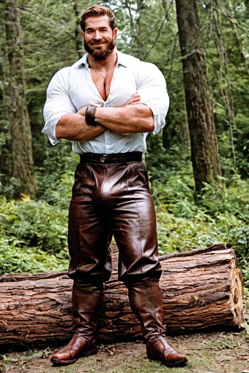 Manly Appearance, Hyperrealistic Elements, Bushy Beard Porno IA Gay