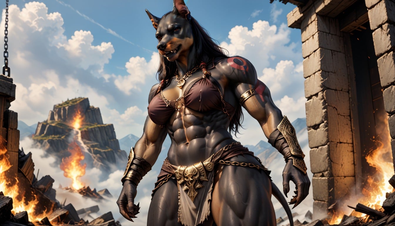 Doberman, Detailed, Sharp Teeth Furry AI Porn