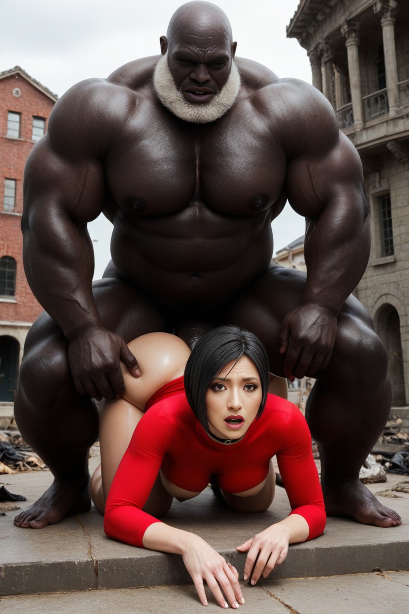 Completely Torn Red Dress, Massive Balls, Toned Ass She Had A Pretty Face AI Porn