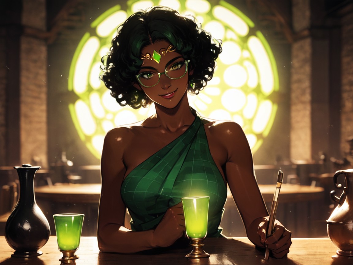 Ancient Tavern Background, Woman Drinking Tea, Fantasy Setting Porno latina IA