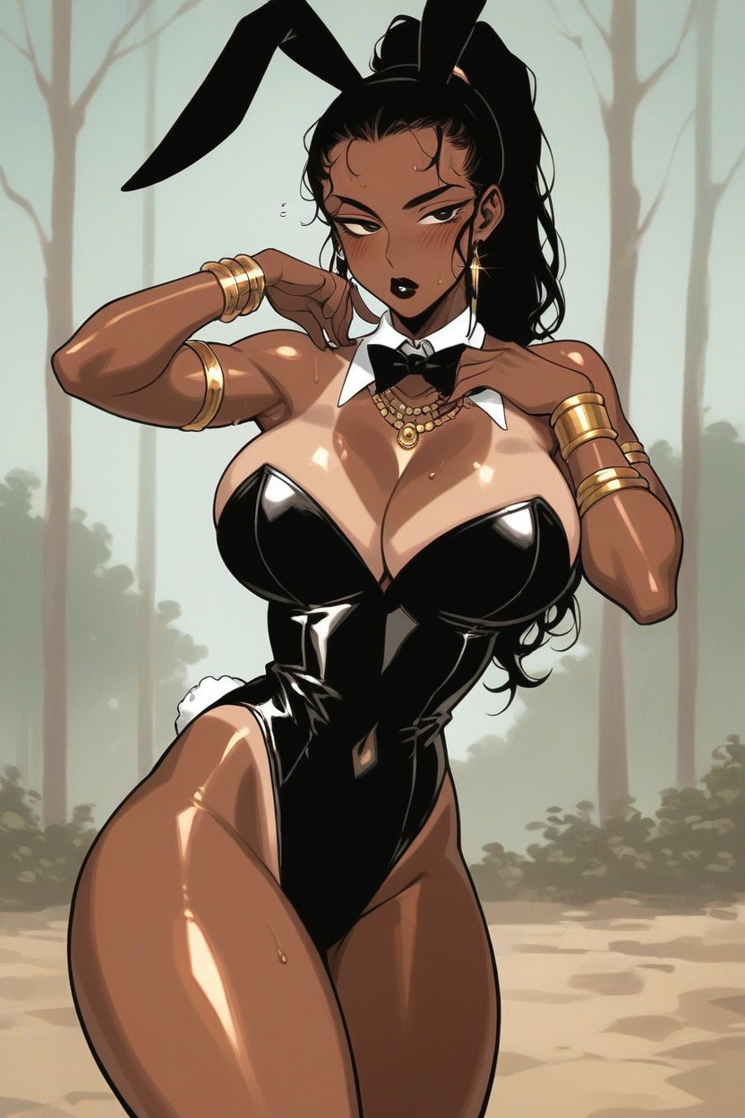 Black Hair, Black Eye Liner, Oiled Skin Hentai AI Porn