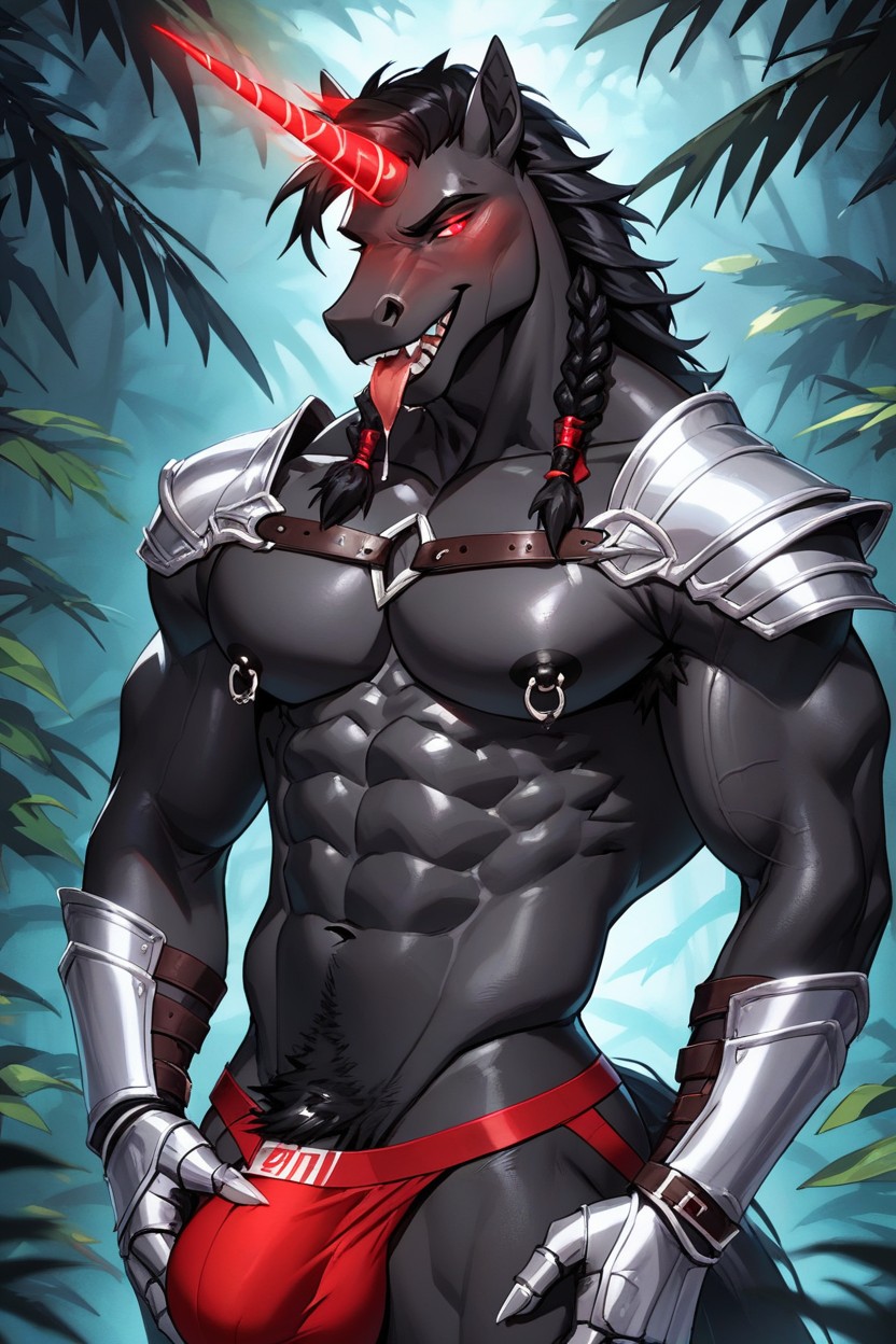 Tongue Out, Extremely Muscular, 18+ Furry AI Porn