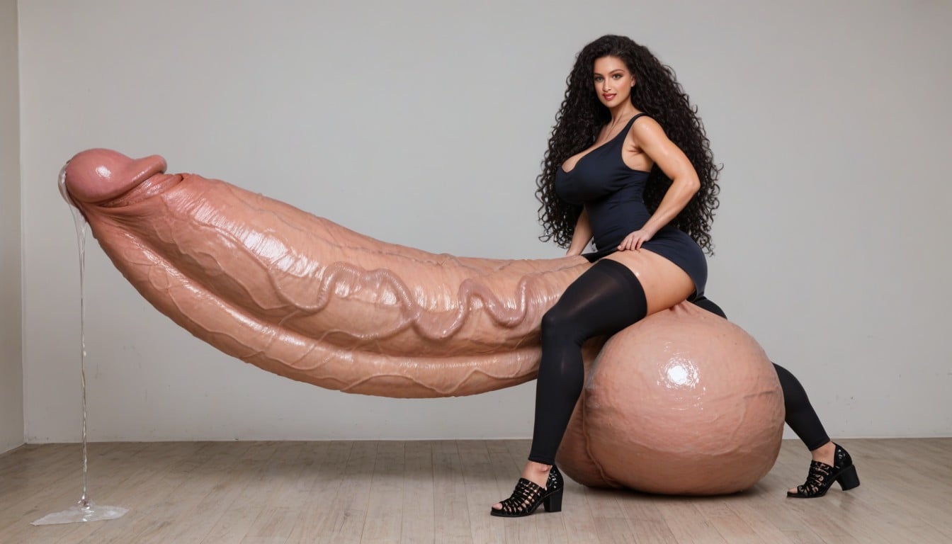 Extremely Long Hyper Cock, Oiled, Bulge Shemale AI Porn