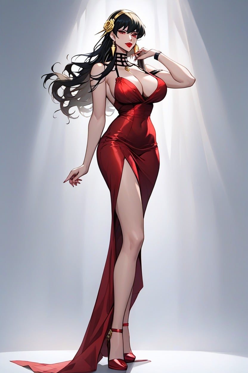 Full Body, Red Dress, High Detail Eyes Hentai AI Porn