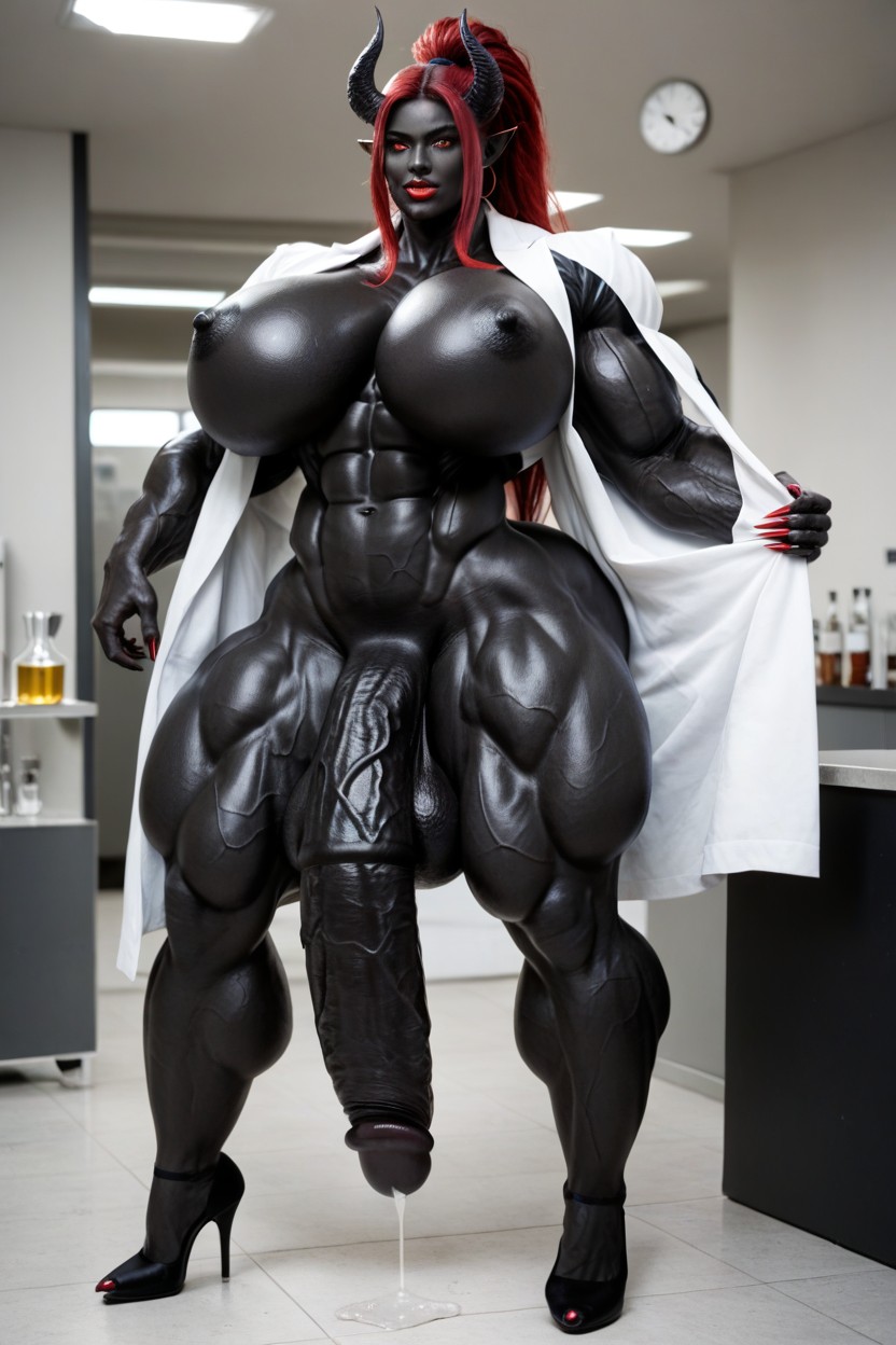 Perfect Tits, Toned Muscles, Impossibly Gigantic Black Cock Shemale AI Porn