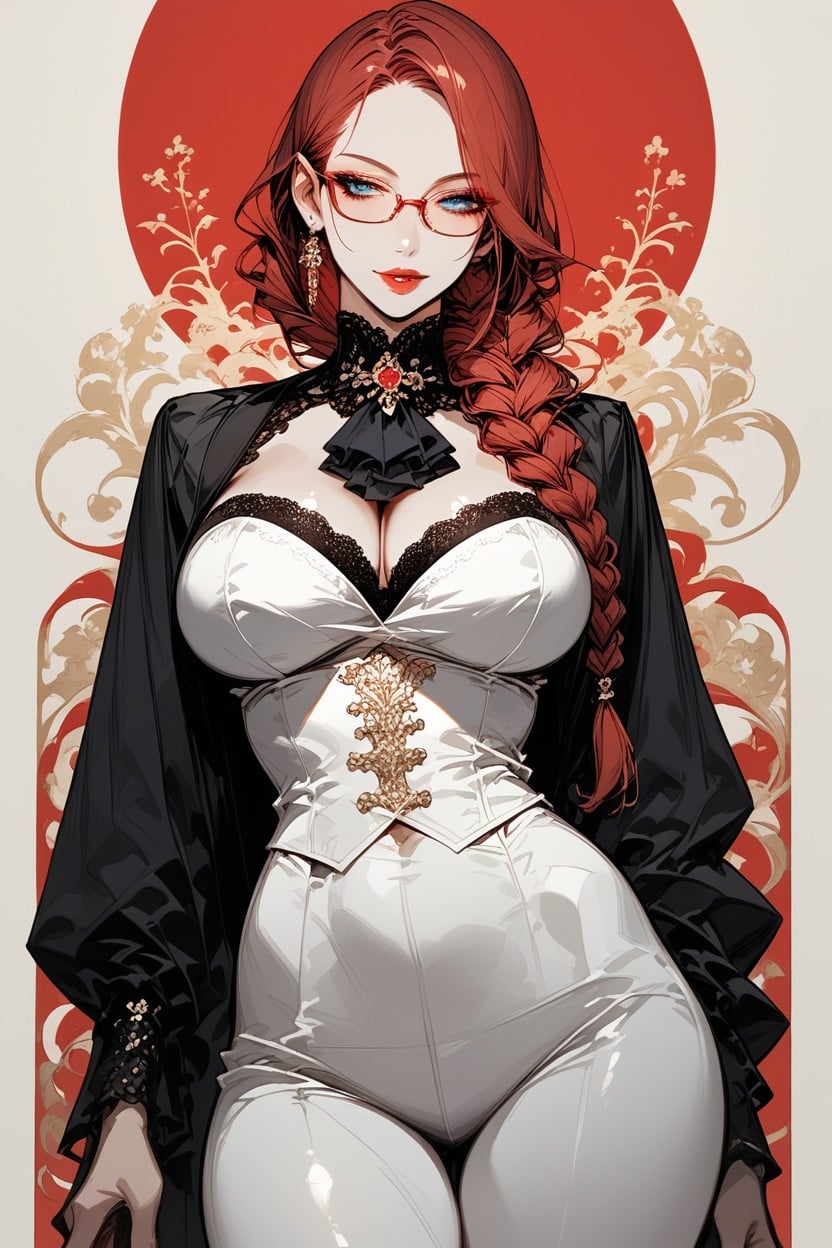 Steampunk, Perfect Glowing Blue Eyes, Blouse Hentai AI Porn
