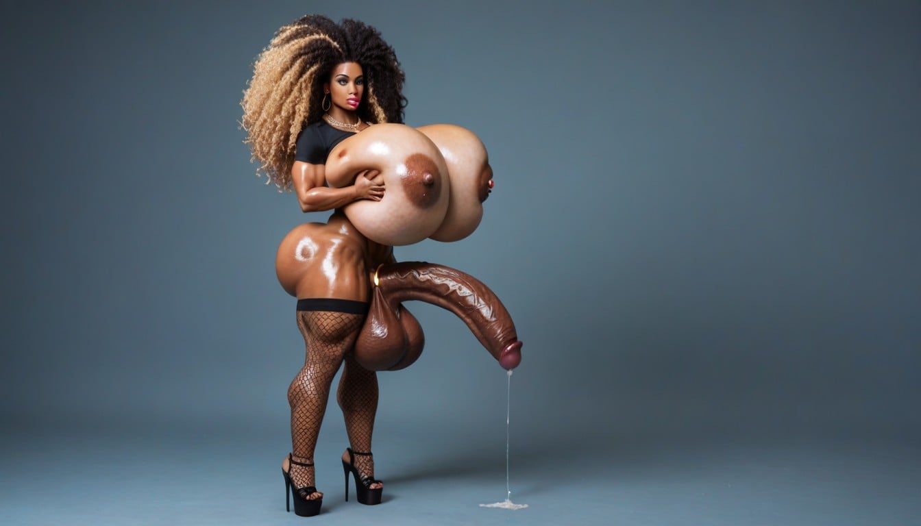 Absurdly Oversized Veiny Futanari Cock, Gigantic Penis, Hyper Cock Growth Shemale AI Porn