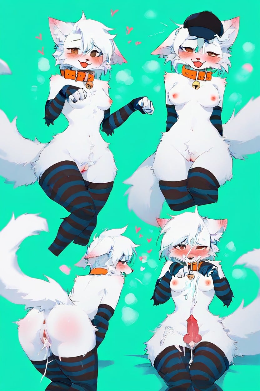 Cartoon Style, Orgasm, Very Embarrassed Furry AI Porn