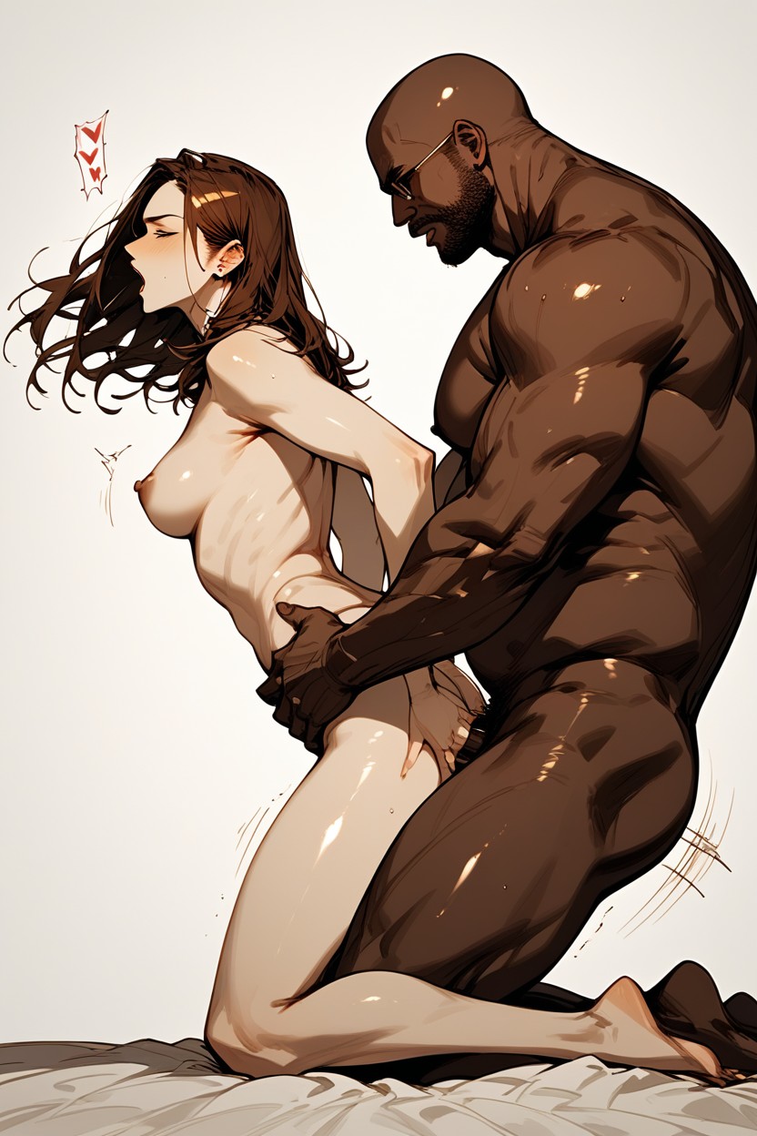 18+, White Background, Medium Lenght Hair Hentai IA