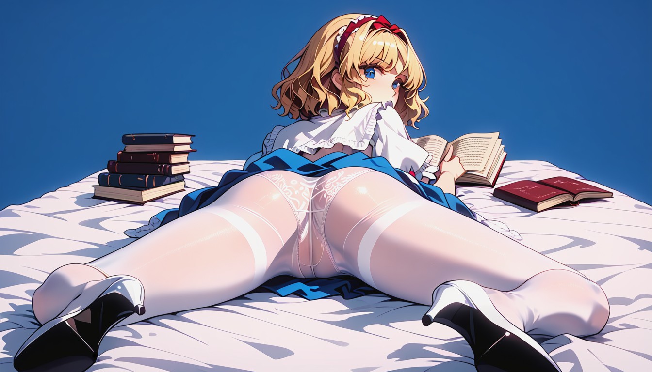 Blond Hair, Canonical Dress, Frilled Hairband Hentai AI Porn