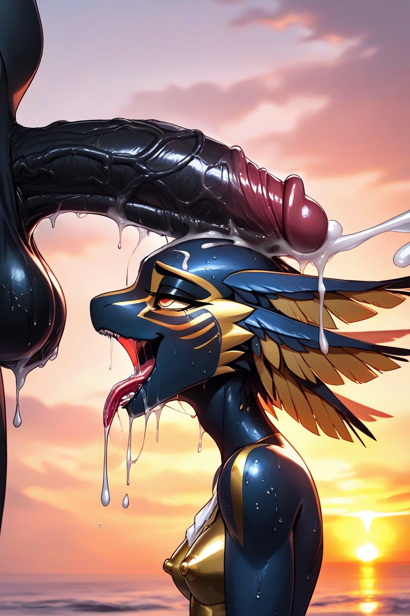 Cum All Over, Penis On Face, Drooling Furry AI Porn
