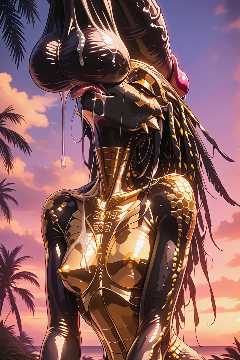 Excessive Amount Of Saliva, Sunset, Puddle Of Drool Furry AI Porn