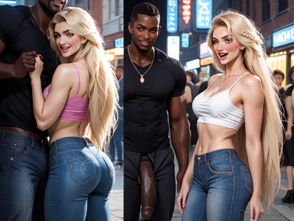 Navel Exposed, Hyper Tall African Man, Boots AI Porn