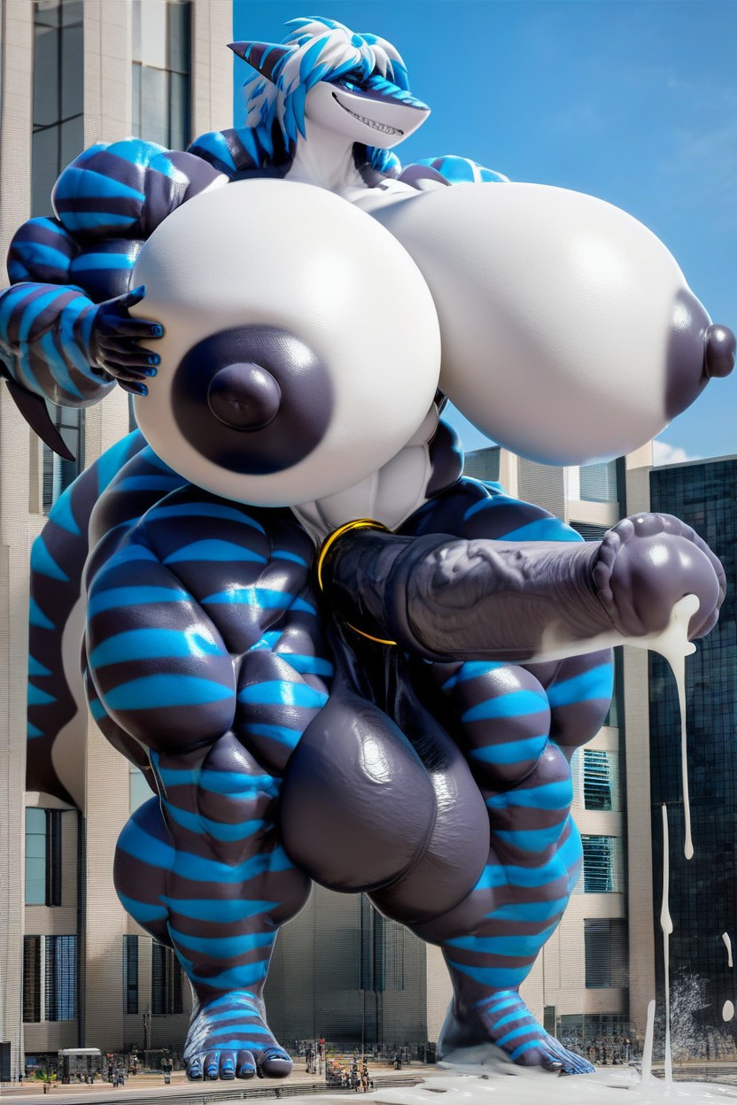 Breast Expansion, Vieny Cock, Gigantic Cock And Gigantic Sagging Balls Furry AI Porn