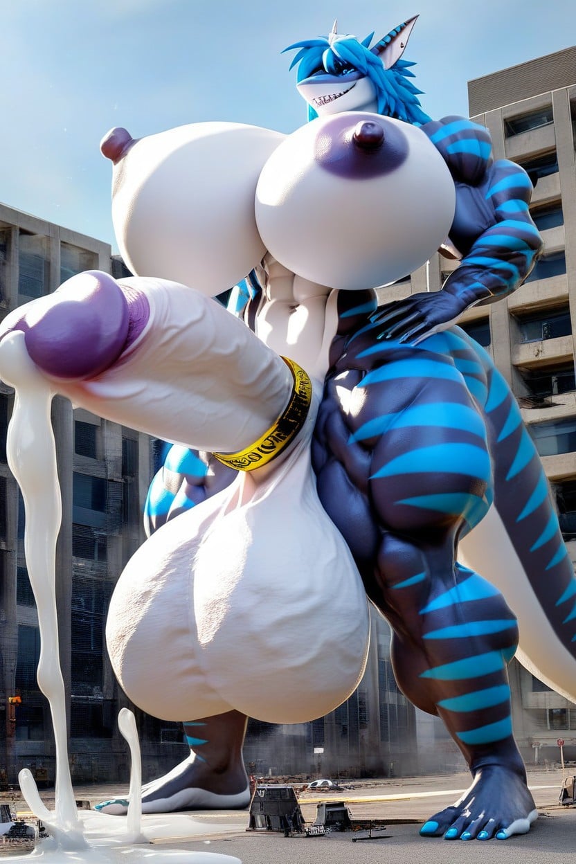Thick Thighs, Huge Cock, Massive Cock Furry IA