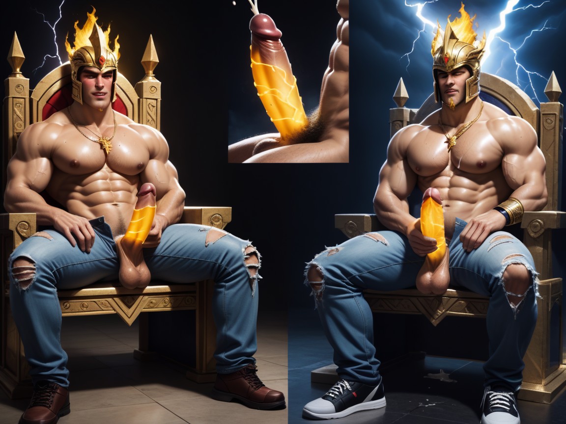 18+, Erect Glowing Pink Penis, Múltiples Vistas Porno gay IA