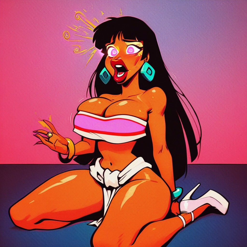 Glowing Pink Eyes, Thick Thighs, Long Legs Hentai AI Porn